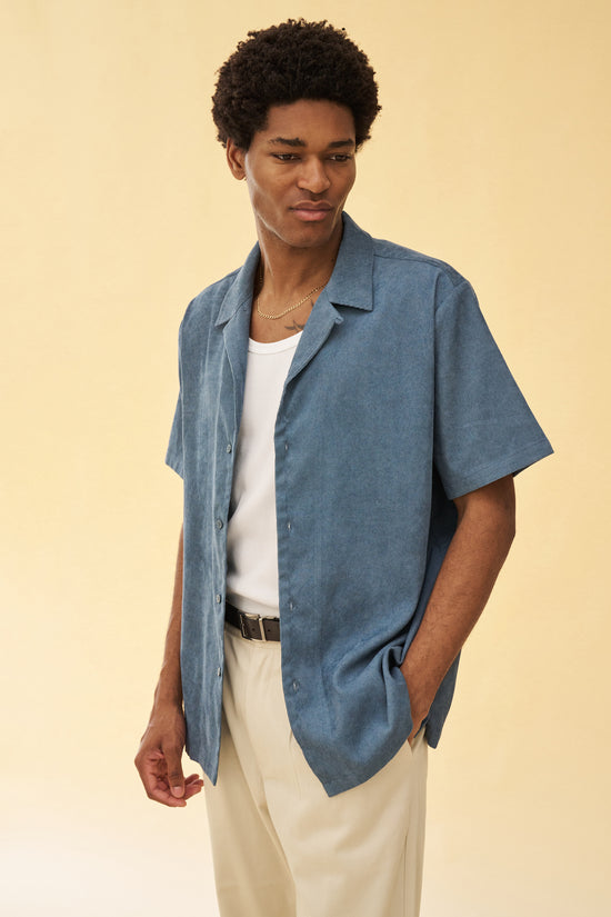 bound 'Airforce Blue' Cord Towel SS Shirt