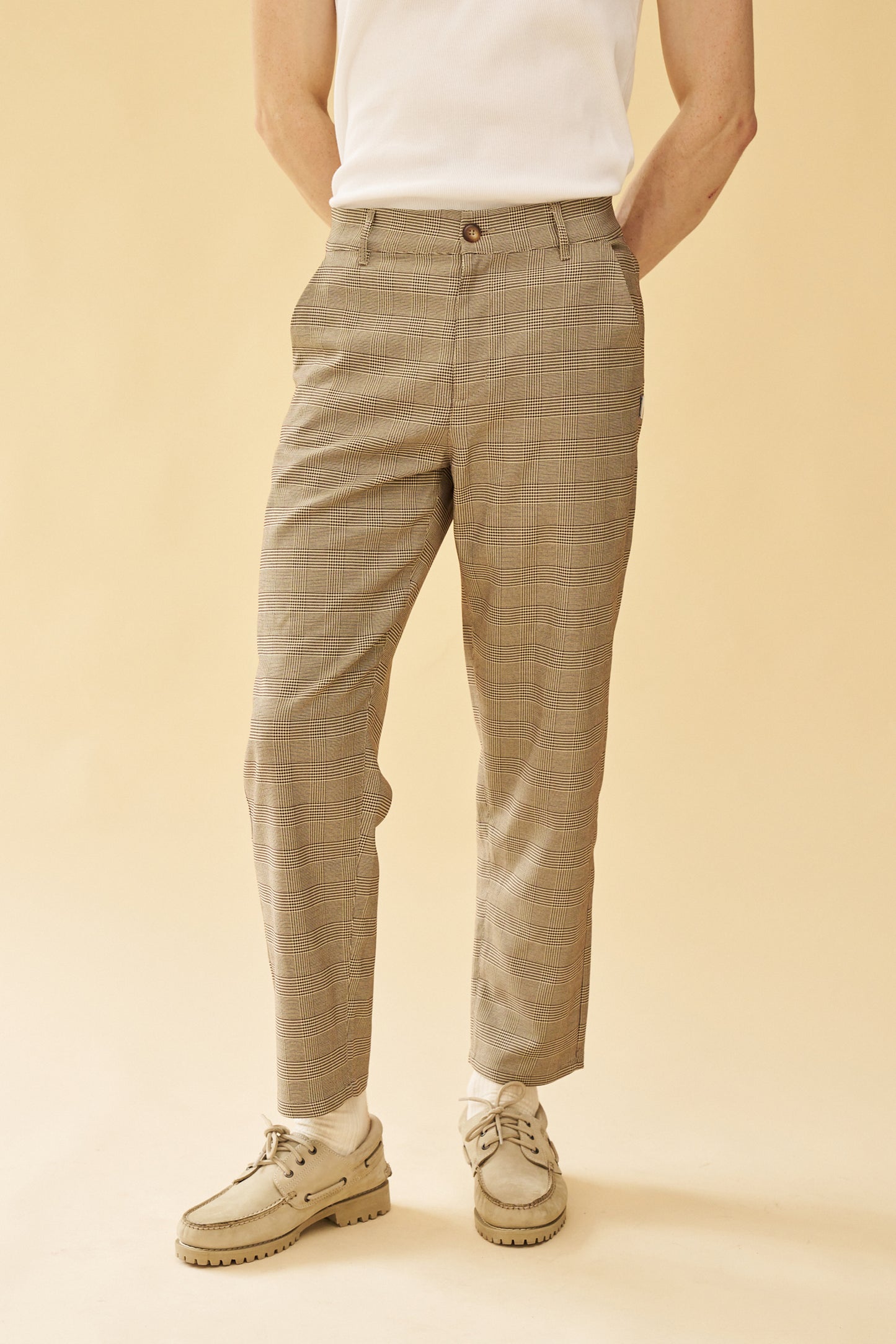 bound Houndstooth Check Trouser - Grey
