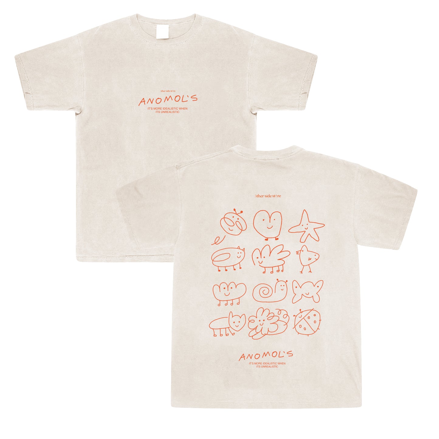 Other Side Store 'Anomols' Vintage Washed Tee - Cream