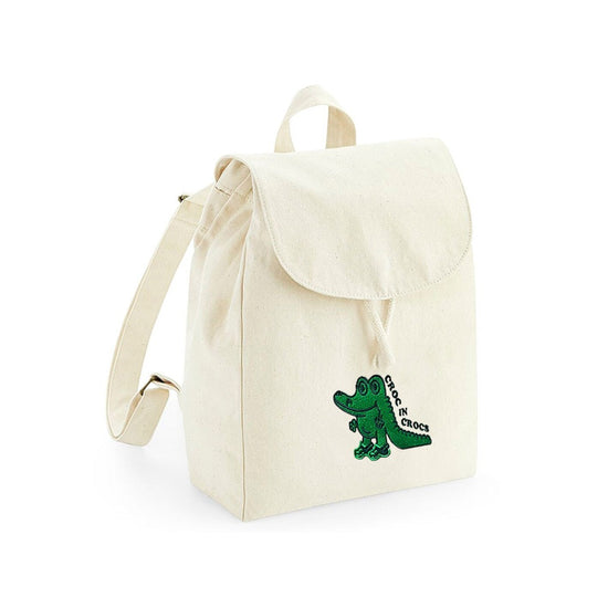 Other Side Store 'Crocs' Embroidered Mini Backpack - Natural