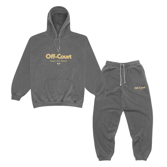 Vice 84 'Off-Court GSM' Hoodie & Jogger Set -  Vintage Washed Charcoal