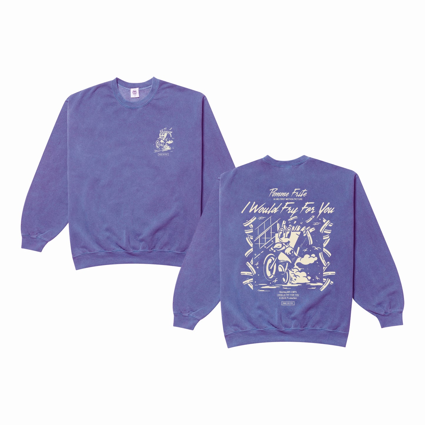 Pomme Frite 'Ride Or Fry' Vintage Washed Sweater - Purple