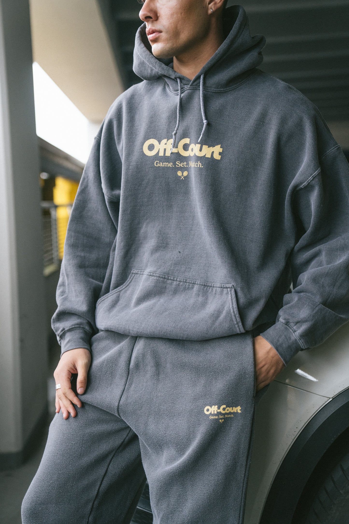 Vice 84 'Off-Court GSM' Vintage Washed Hoodie - Charcoal