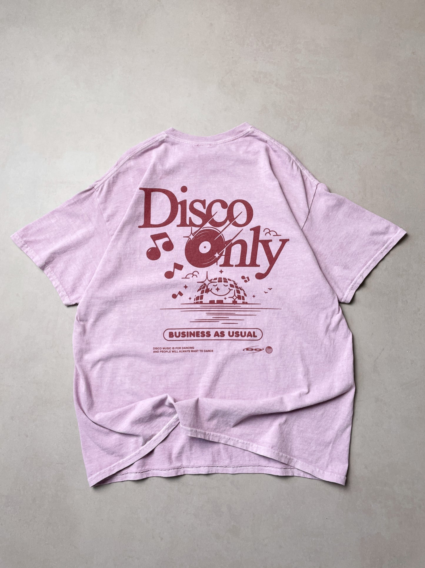 DISCO ONLY 'Business As Usual' Vintage Washed Tee - Pink