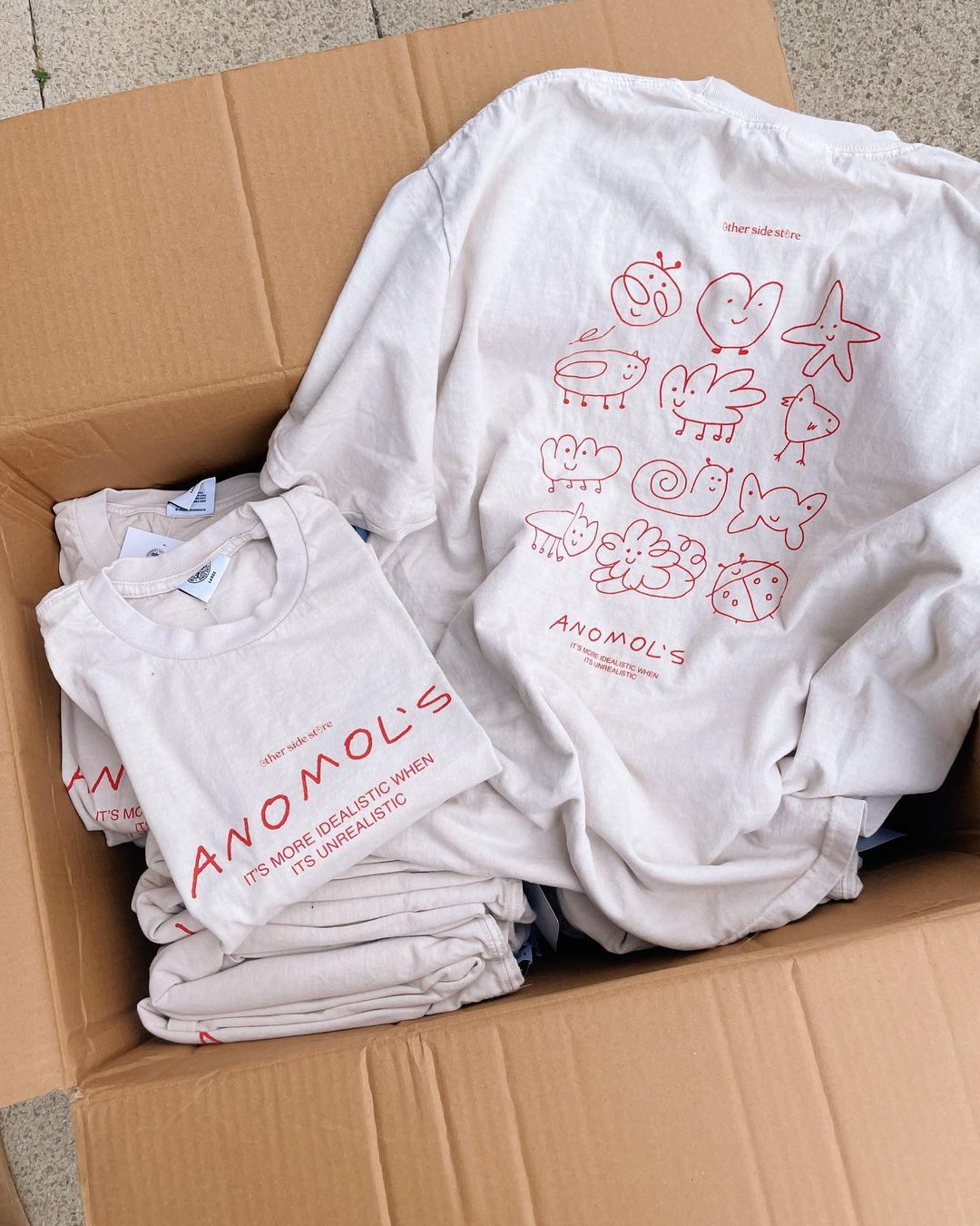 Other Side Store 'Anomols' Vintage Washed Tee - Cream