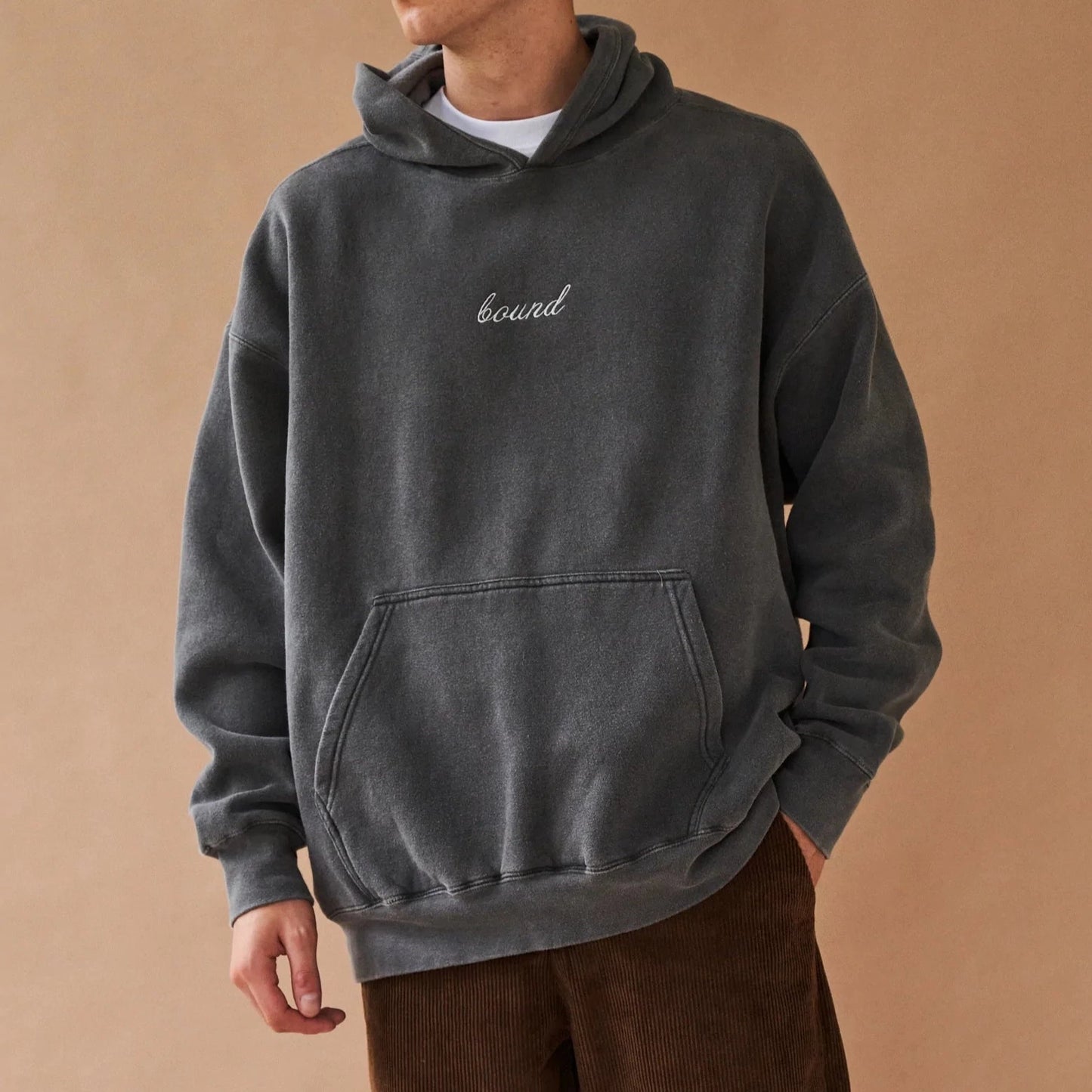 bound 'Washed Charcoal' Embroidered Script Hoodie