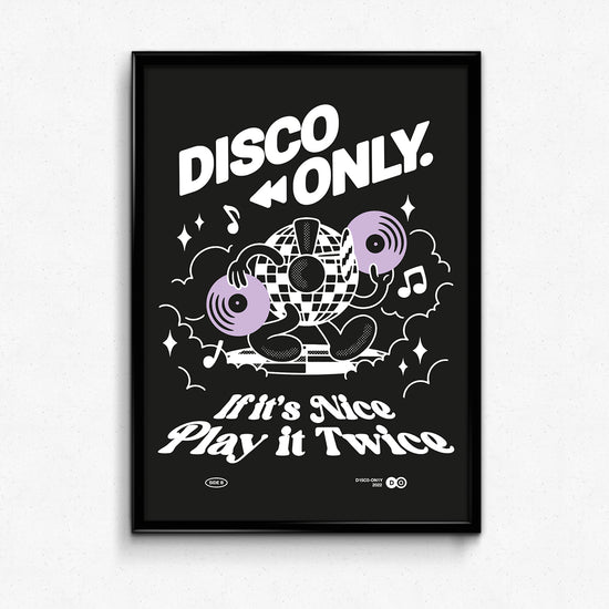 DISCO ONLY 'Play It Twice V4' Print - Black