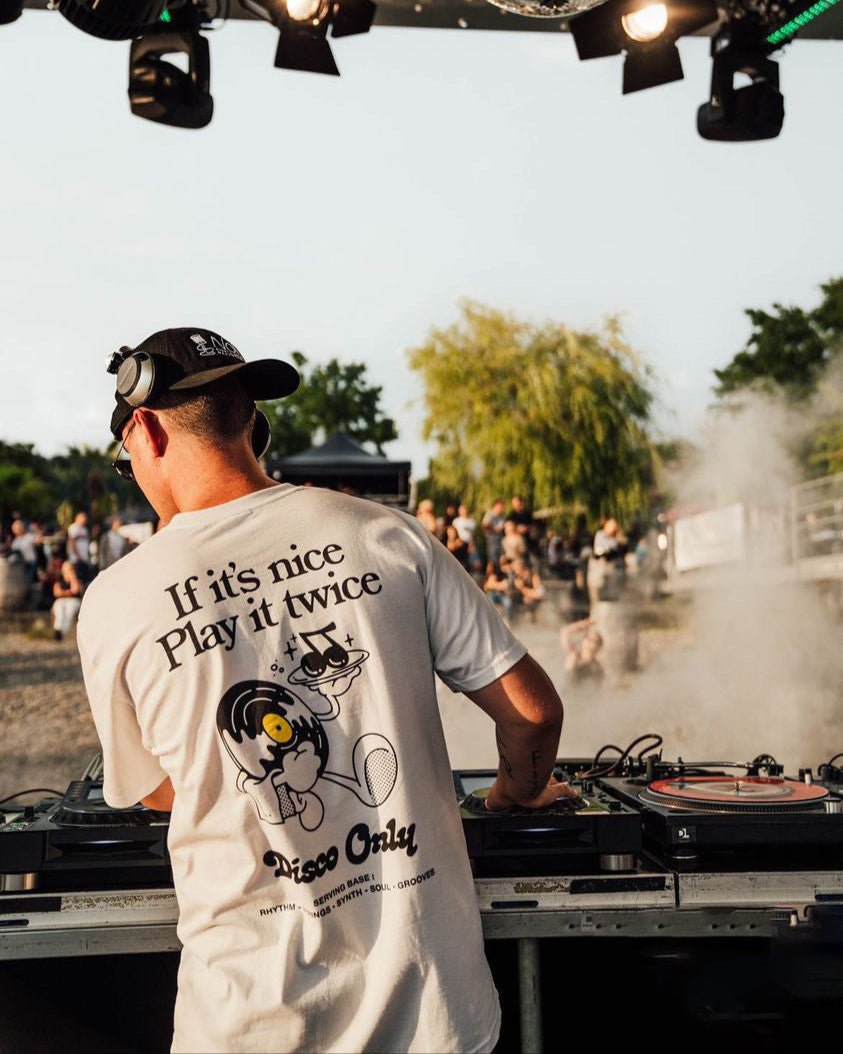 DISCO ONLY 'Play it Twice V2' Tee - White – UN:IK Clothing