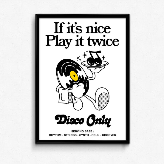 DISCO ONLY 'Play it Twice V2' Print - White