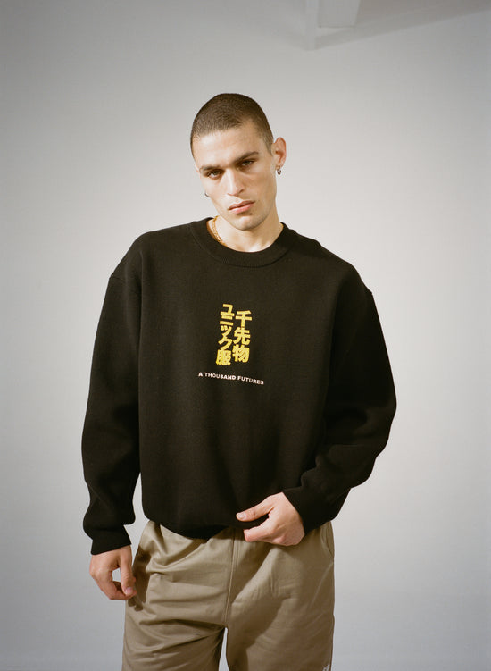 Load image into Gallery viewer, A Thousand Futures &amp;#39;Tokyo&amp;#39; Knit Sweater - Black
