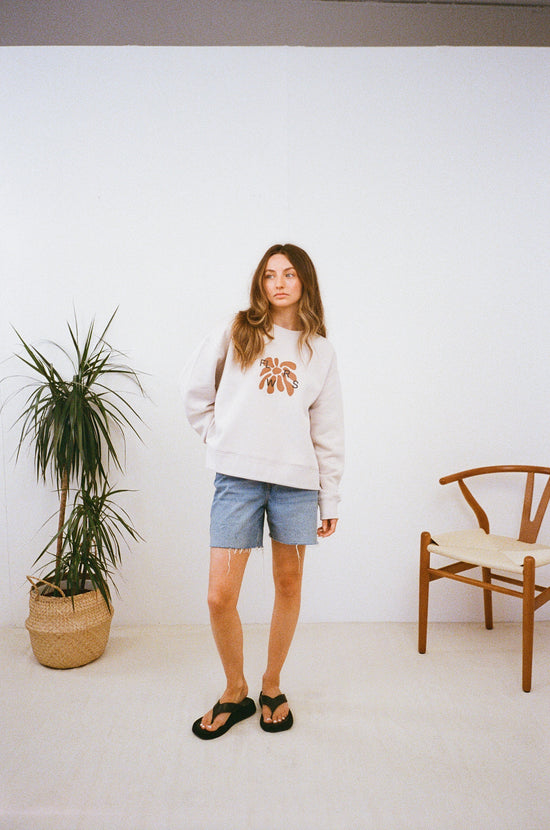 FLWRS Relaxed Crew Neck Sweater - Bone