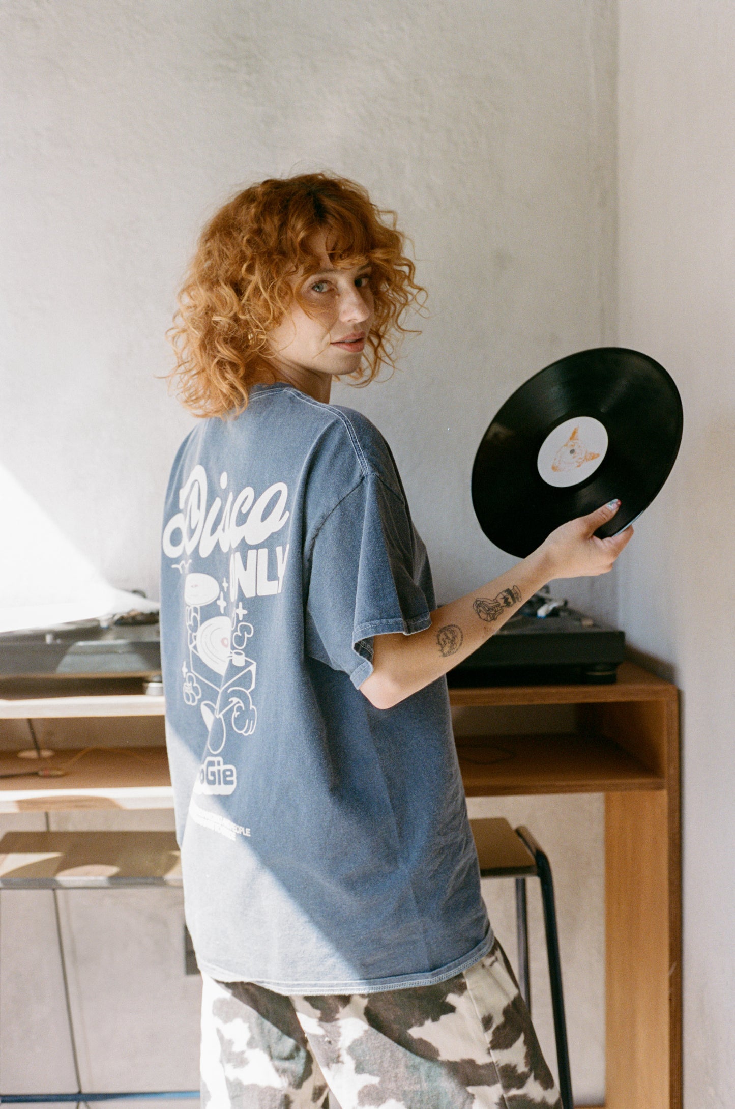 DISCO ONLY 'Time To Boogie' Vintage Washed Tee - Navy