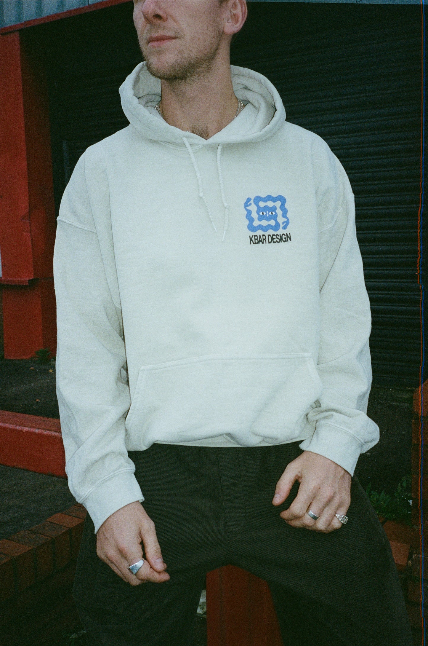 KBAR X UN:IK 'Logo' Vintage Washed Hoodie - Ivory