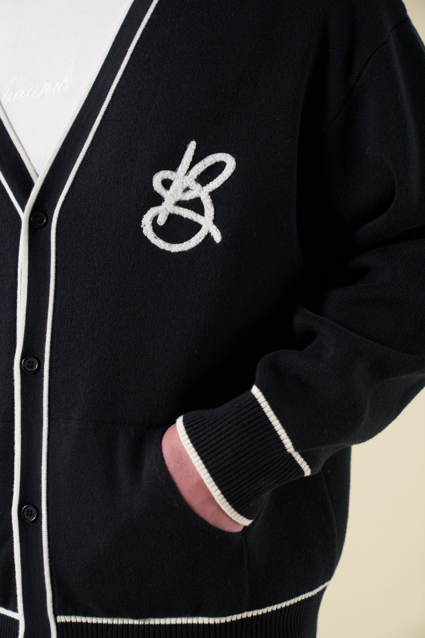 bound Signature Chenille Cardigan - Black