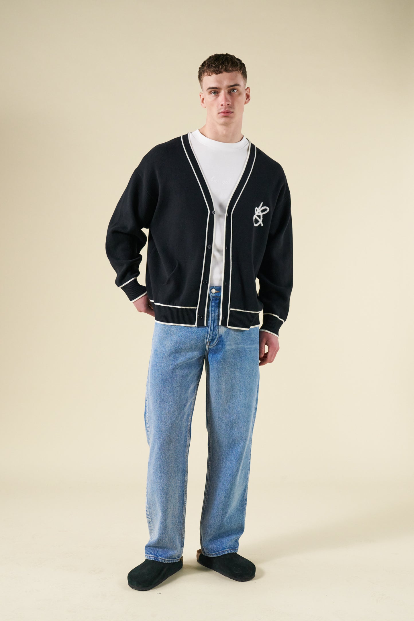 bound Signature Chenille Cardigan - Black