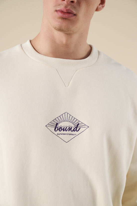 bound Sunrise Sweater - Ecru/Purple