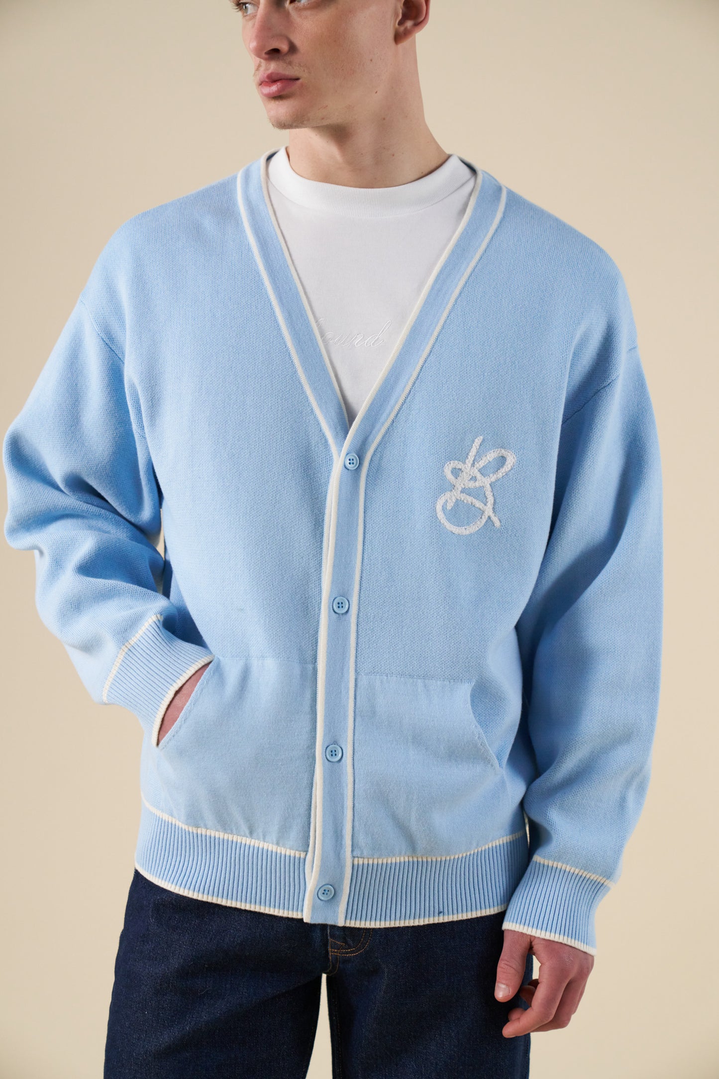 bound Signature Chenille Cardigan - Sky Blue