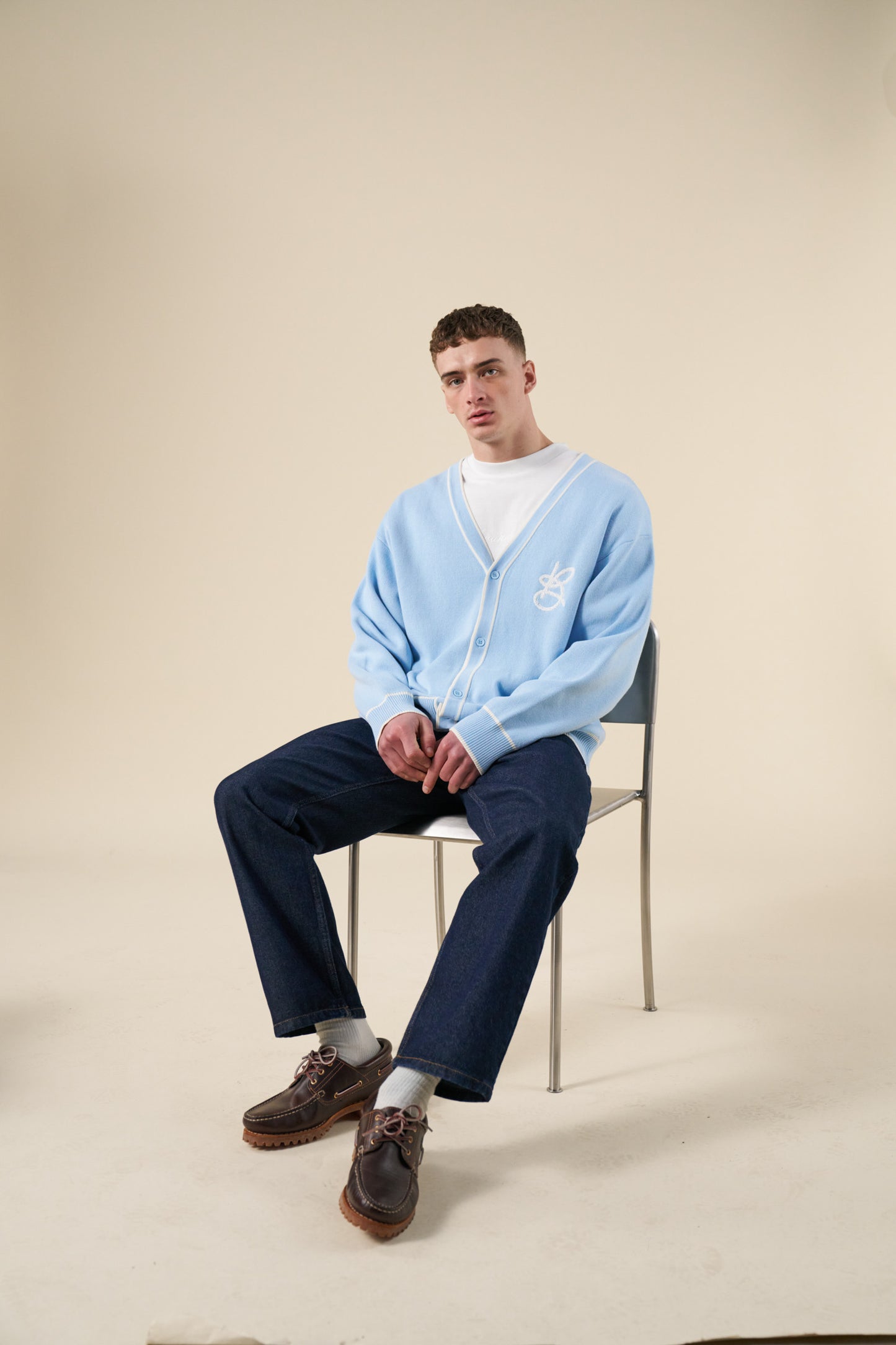bound Signature Chenille Cardigan - Sky Blue