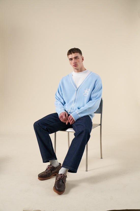 bound Signature Chenille Cardigan - Sky Blue