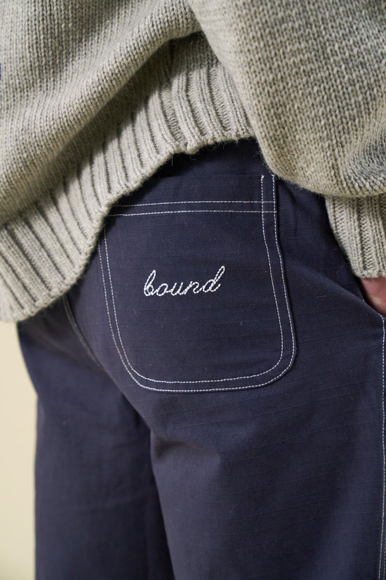 bound Contrast Ripstop Canvas Trouser - Mid Blue