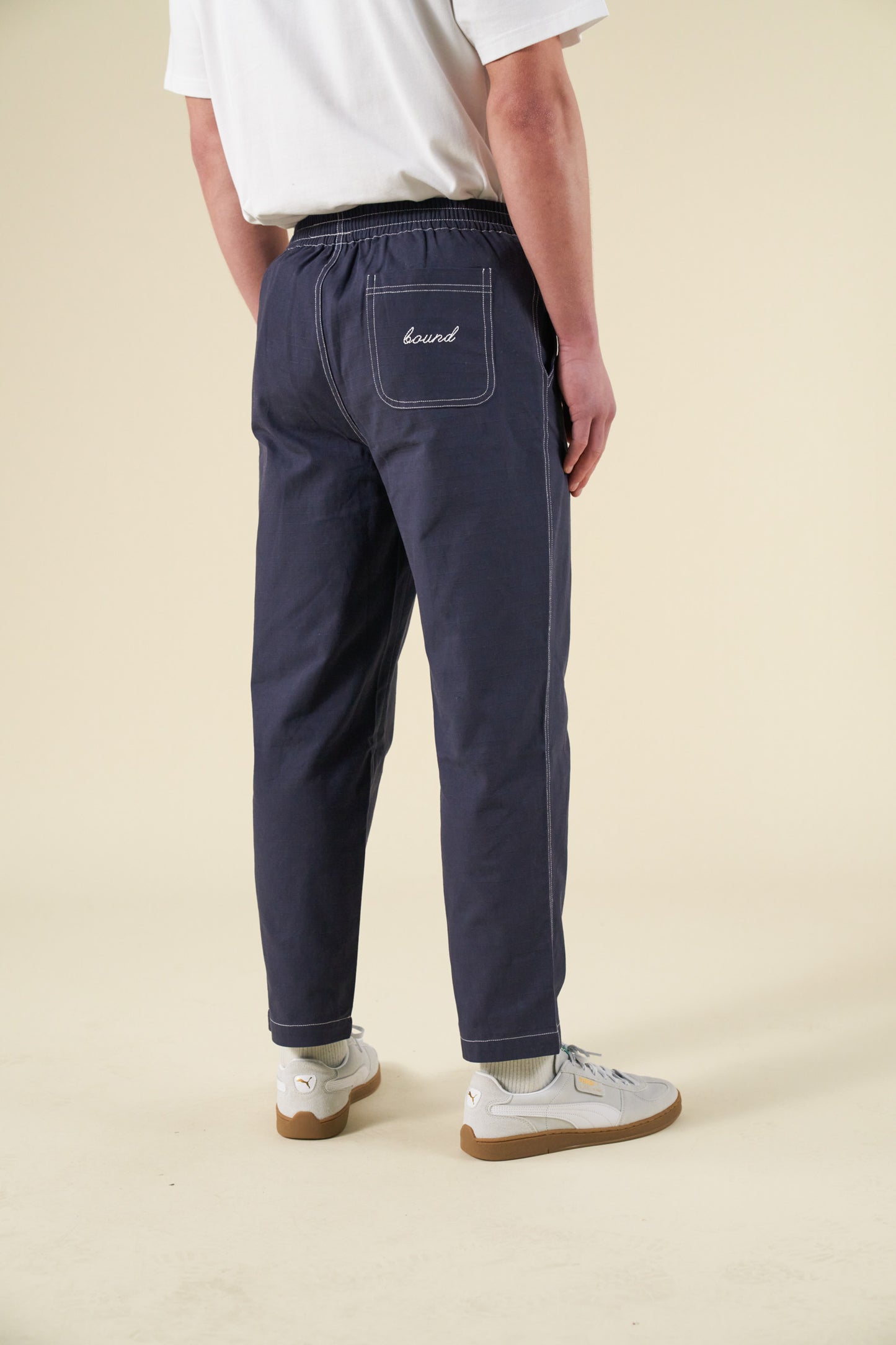 bound Contrast Ripstop Canvas Trouser - Mid Blue