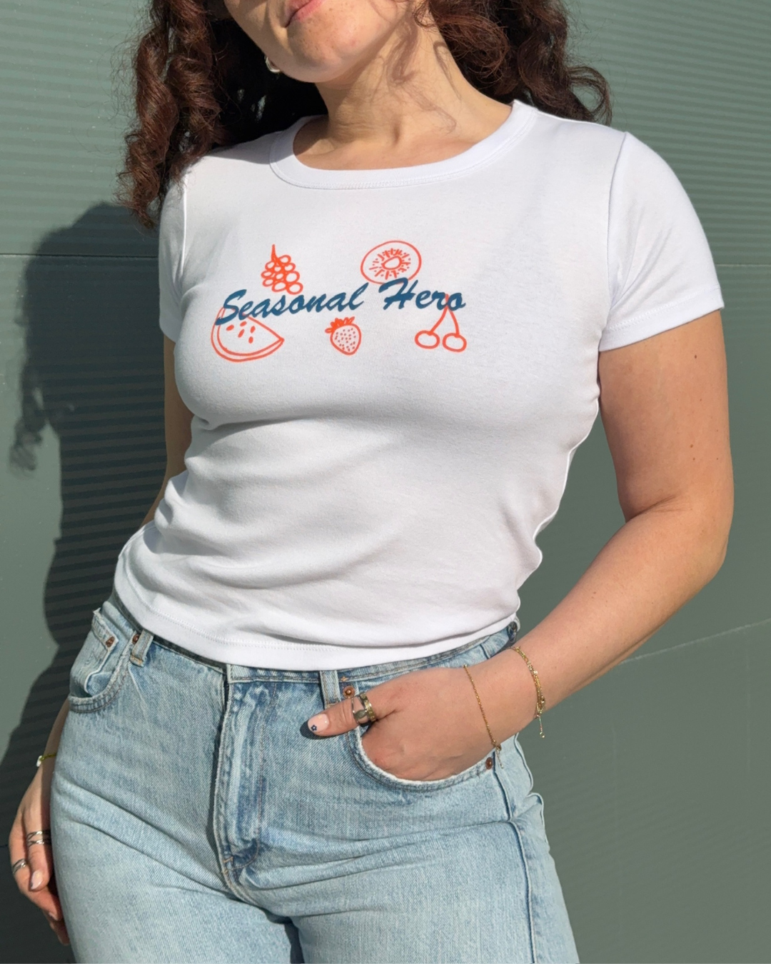 Seasonal Hero 'Fruits' Organic Baby Tee - White
