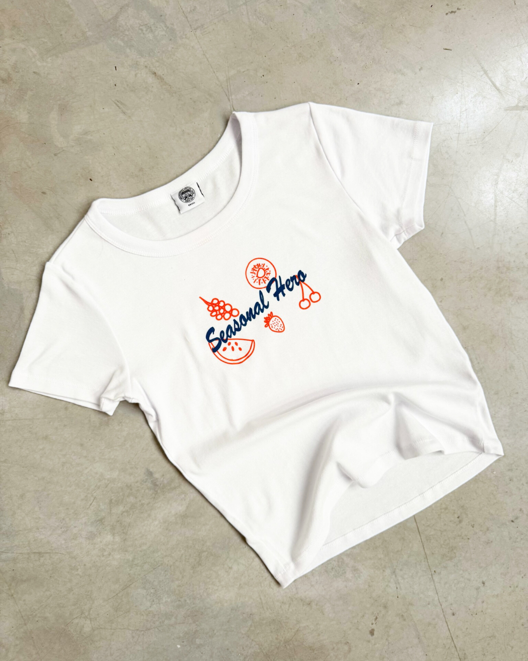 Seasonal Hero 'Fruits' Organic Baby Tee - White