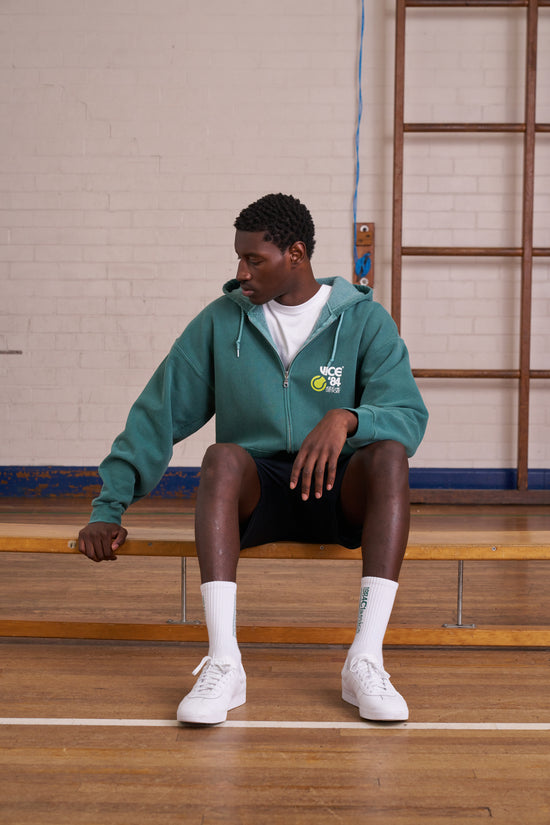 Vice 84 *10 Years Of* 'Tennis' Zip Up Vintage Washed Hoodie - Green