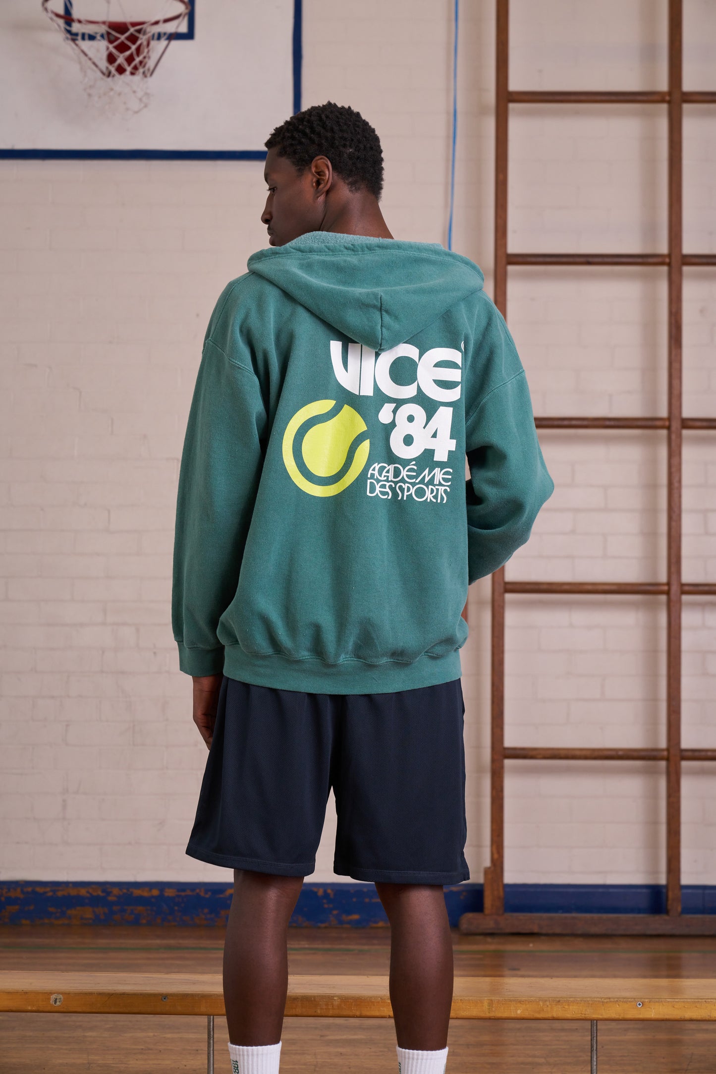 Vice 84 *10 Years Of* 'Tennis' Zip Up Vintage Washed Hoodie - Green