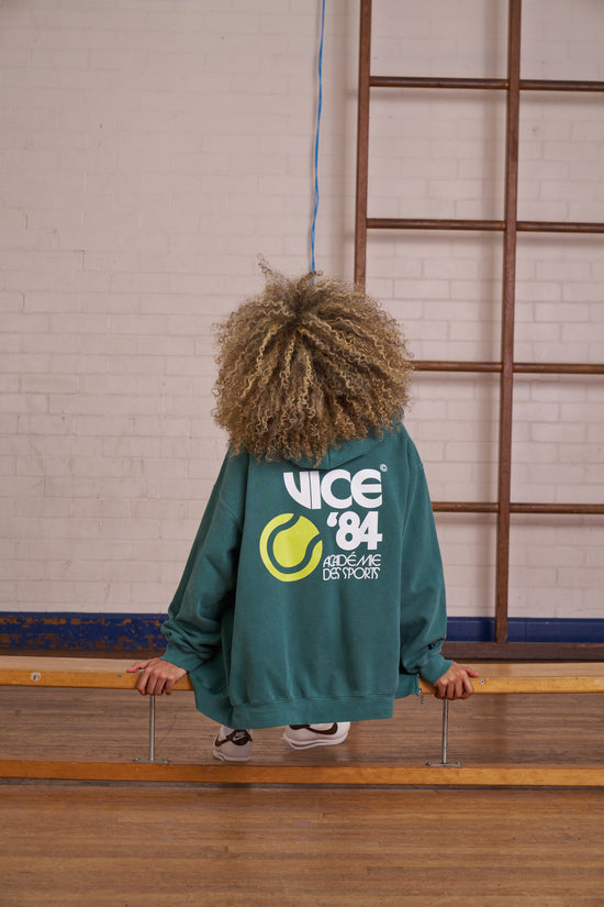 Vice 84 *10 Years Of* 'Tennis' Zip Up Vintage Washed Hoodie - Green