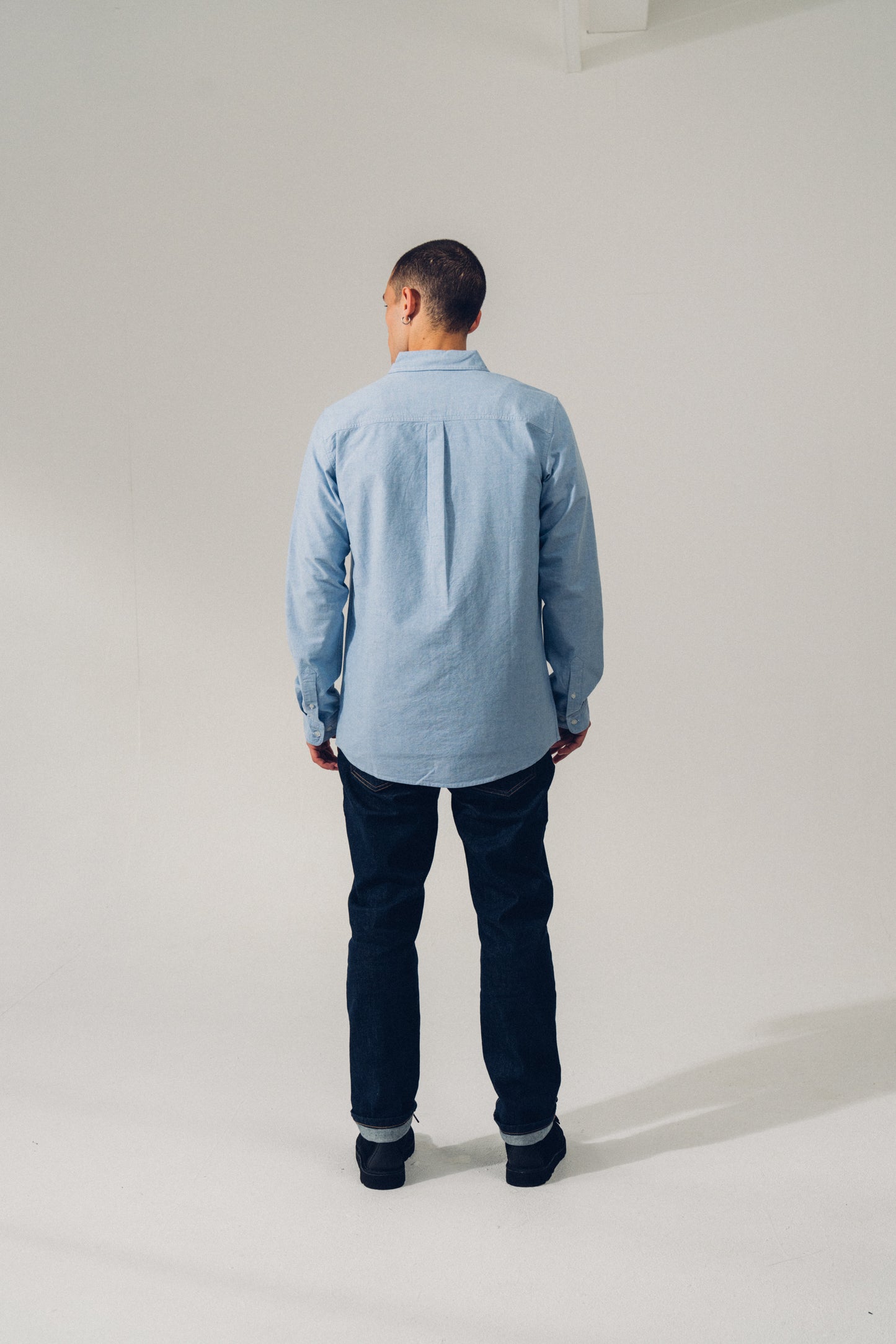 A Thousand Futures 'Logo' Cotton Oxford Shirt - Classic Blue