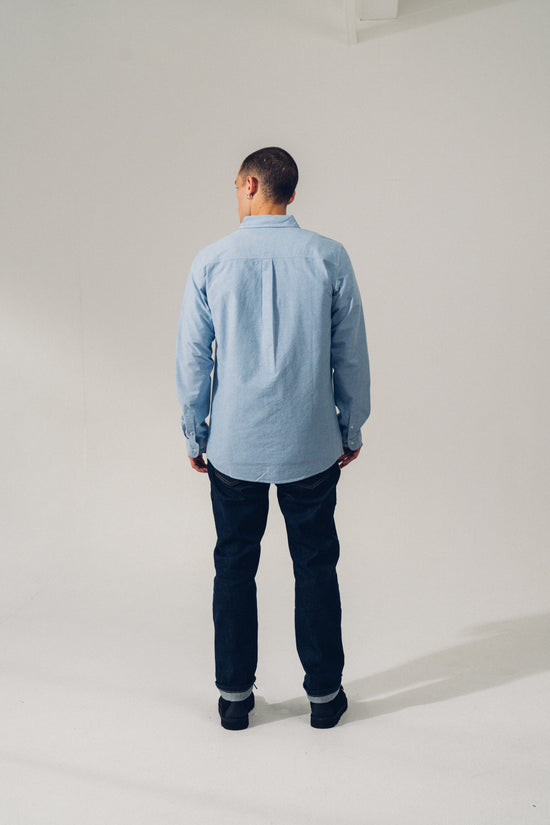 A Thousand Futures 'Logo' Cotton Oxford Shirt - Classic Blue