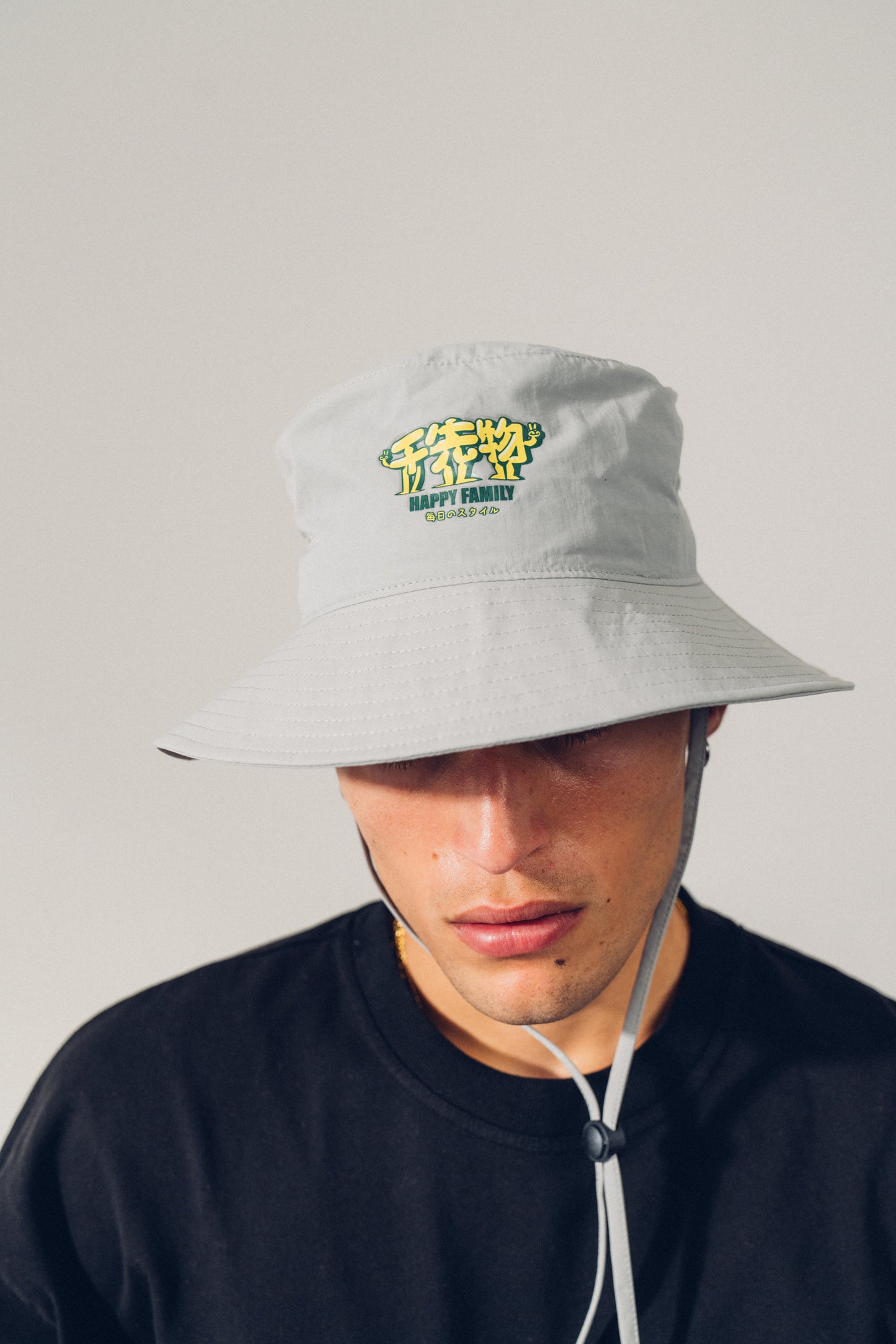 A Thousand Futures 'Happy Family' Wide Brim Bucket Hat - Nylon Grey