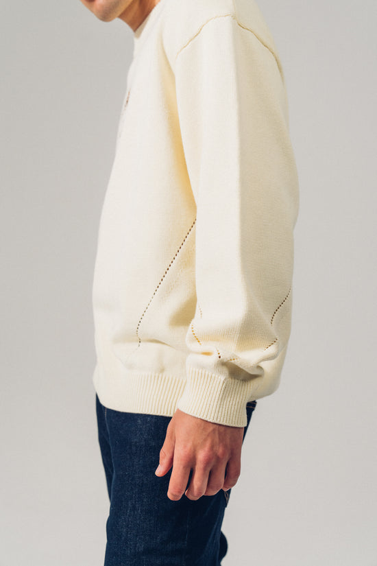 A Thousand Futures 'Logo Panel' Knit Sweater - Cream