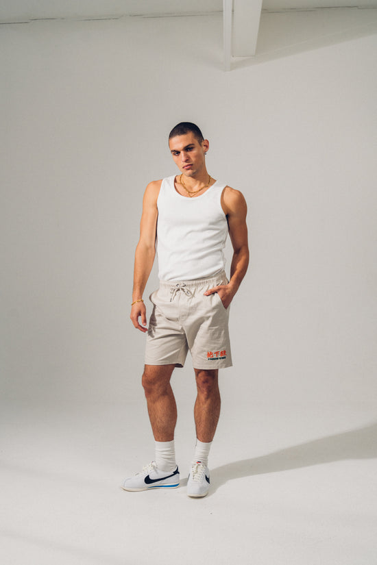 A Thousand Futures 'Lucky' Canvas Twill Shorts - Bone