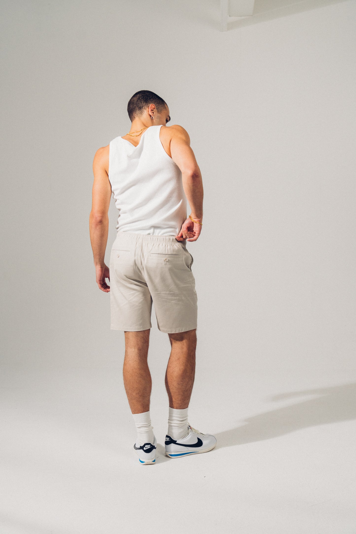 A Thousand Futures 'Lucky' Canvas Twill Shorts - Bone