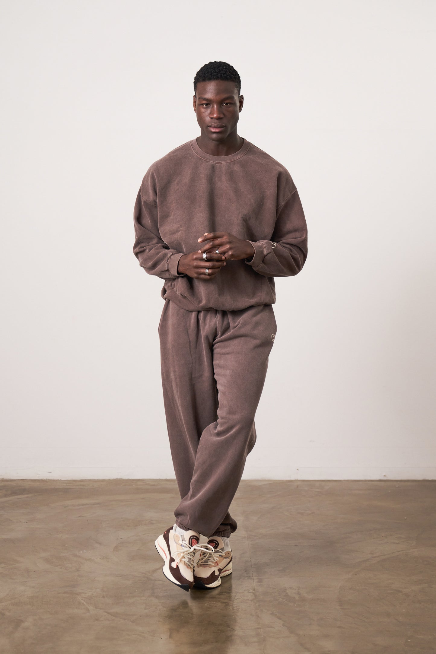 Essentials Vintage Washed Sweater & Jogger Set - Cocoa