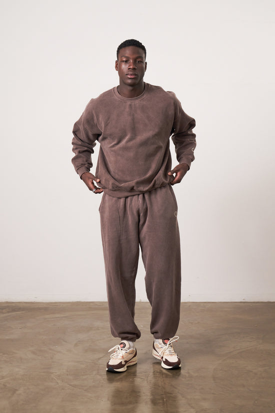 Essentials Vintage Washed Sweater & Jogger Set - Cocoa