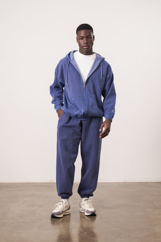 Essentials Vintage Washed Zip-Up Hoodie & Jogger Set - Navy