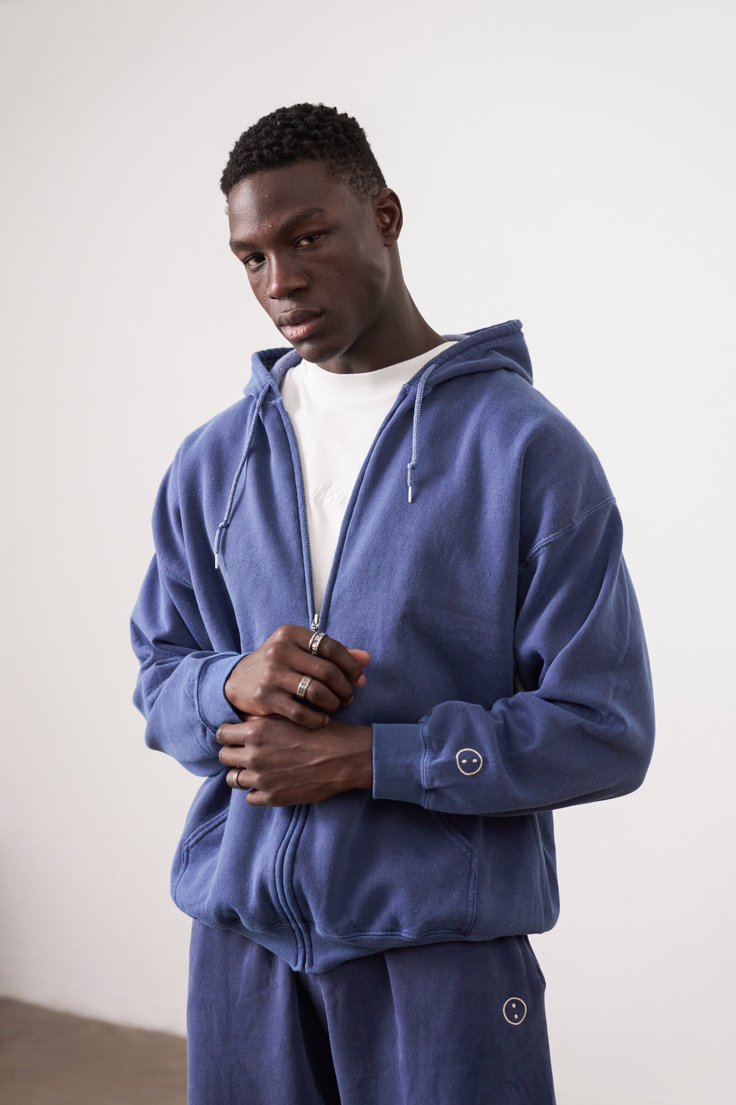 Essentials Vintage Washed Zip Up Hoodie - Navy