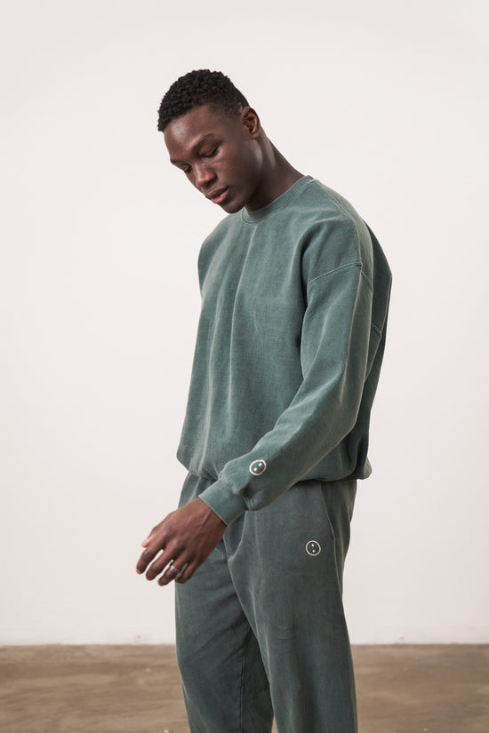 Essentials Vintage Washed Sweater & Jogger Set - Forest
