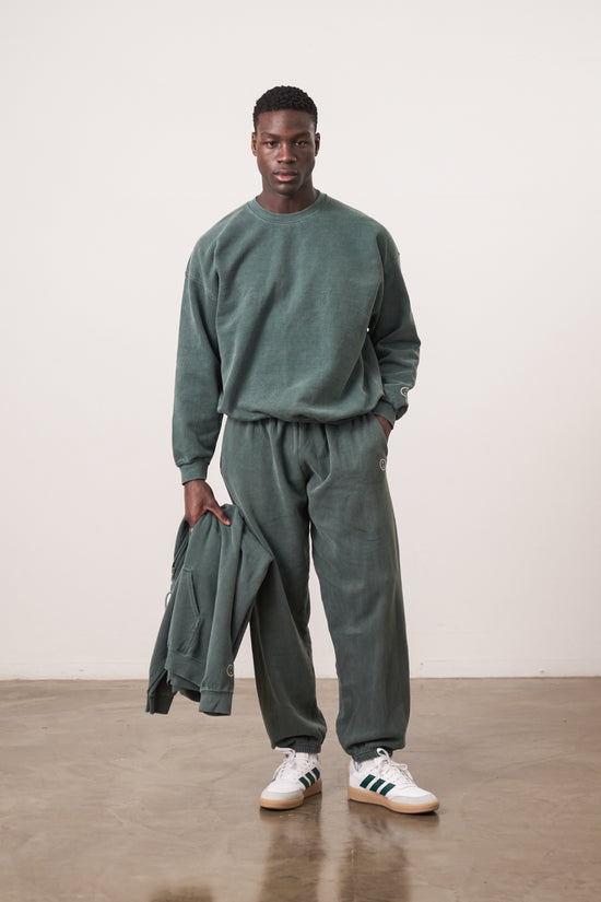 Essentials Vintage Washed Sweater Jogger Set Forest UN IK Clothing