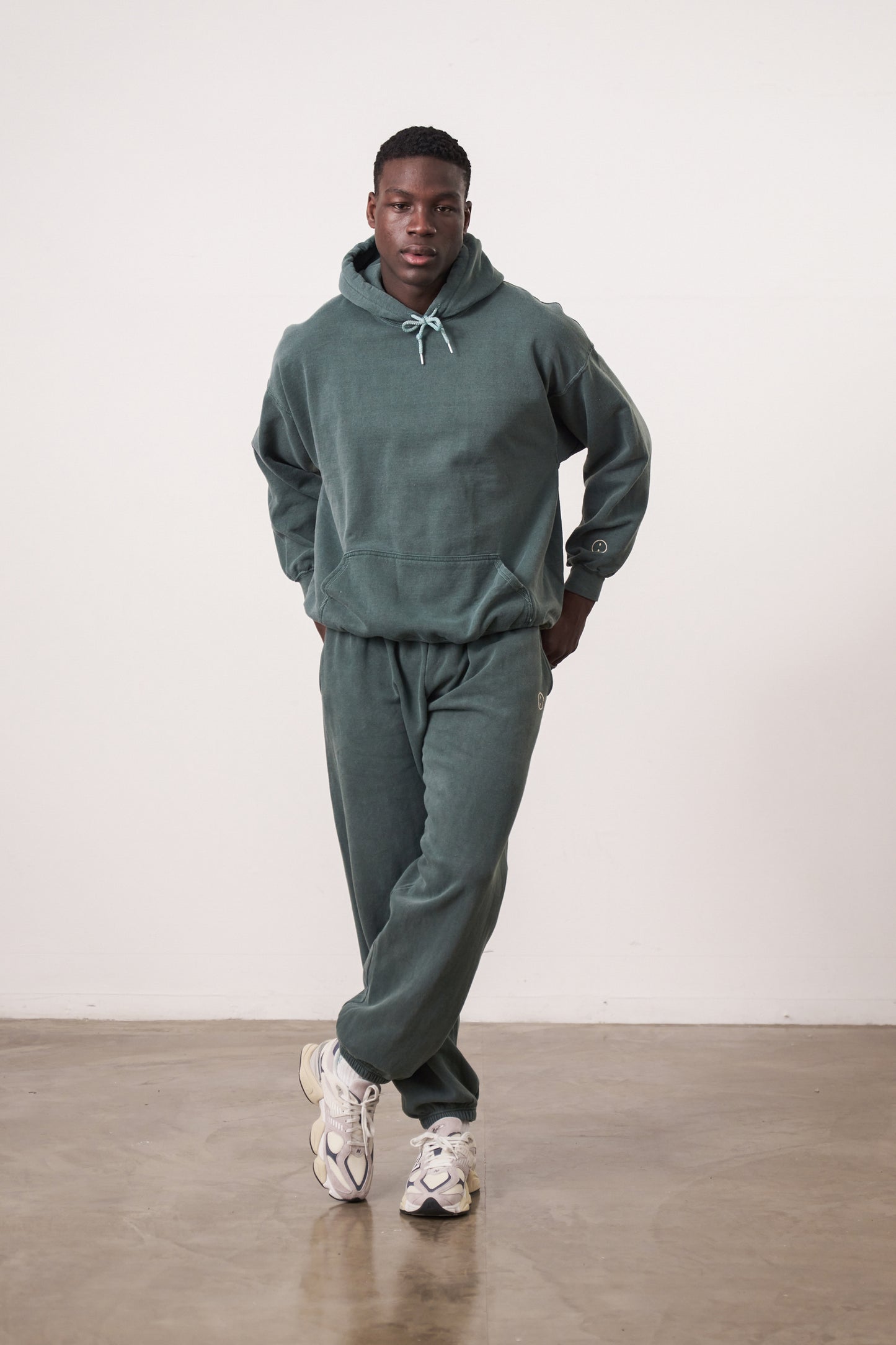 Essentials Vintage Washed Hoodie Jogger Set Forest UN IK Clothing