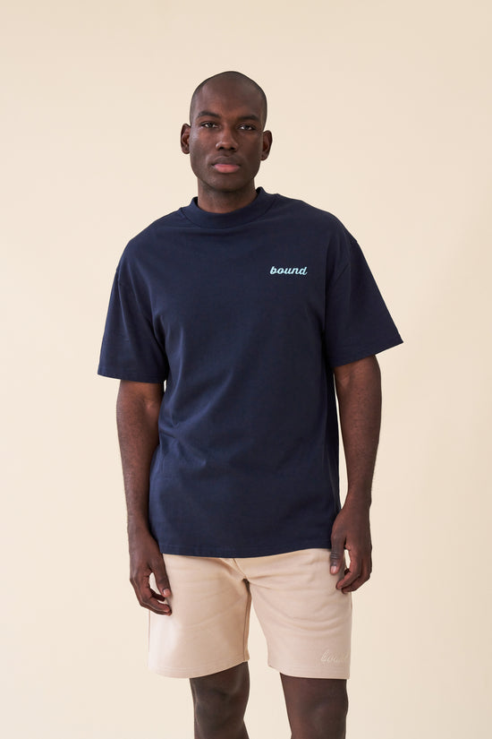 bound 'Hatch' Tee - Navy