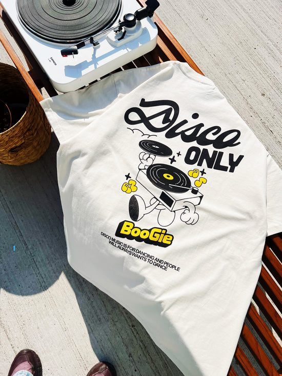 Load image into Gallery viewer, DISCO ONLY &amp;#39;Time To Boogie&amp;#39; Tee - Ecru
