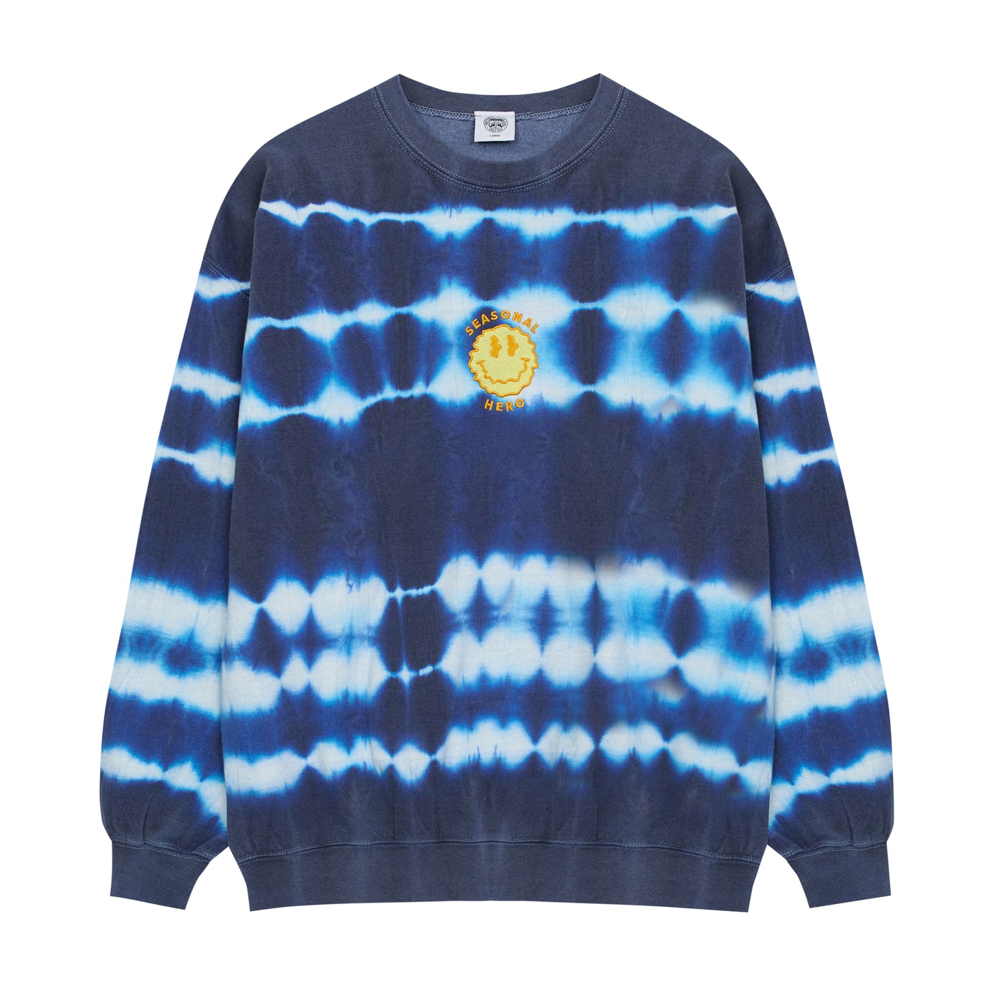 Seasonal Hero 'Trippy Smiler' Tie Dye Washed Sweater - Navy & White