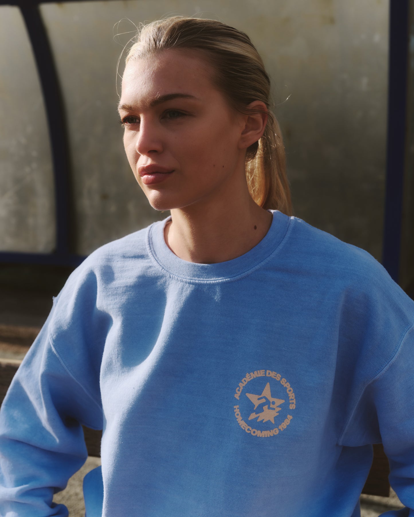 Vice 84 'Homecoming' Vintage Washed Sweater - Cornflower Blue