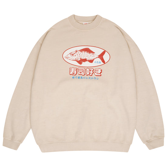 A Thousand Futures 'Sushi Lover' Vintage Washed Sweater - Sand