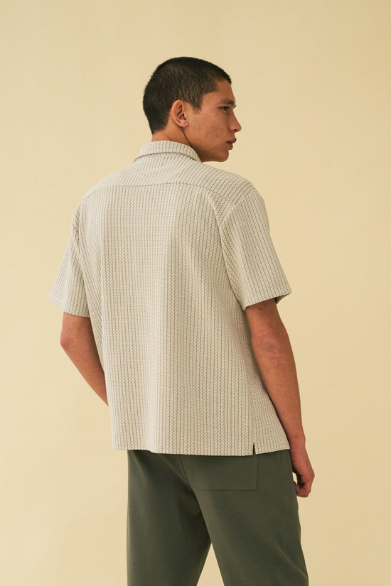 bound 'Blanco' Patterned Textured Polo Shirt - White
