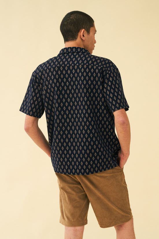 bound 'Emilio' Textured Polo Shirt - Navy